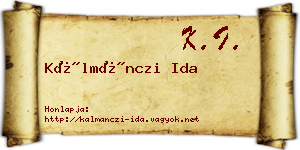 Kálmánczi Ida névjegykártya
